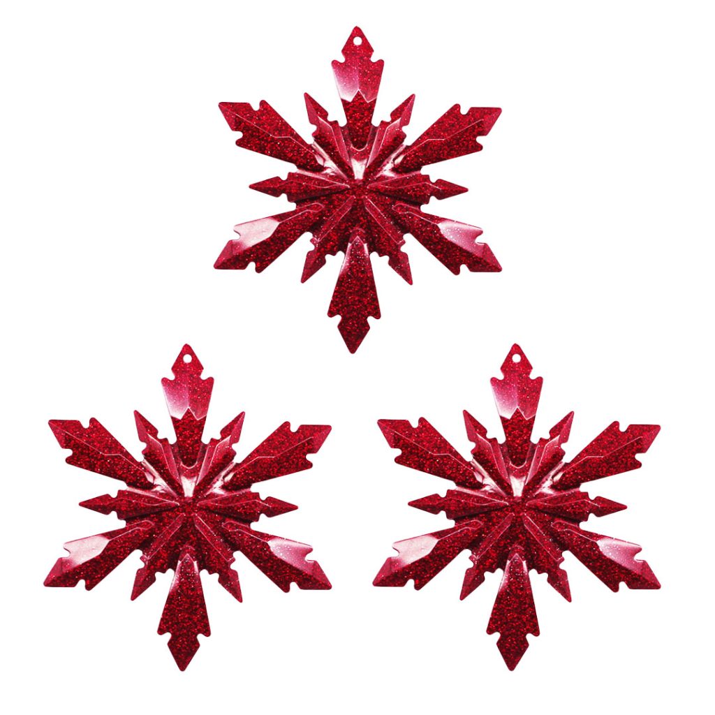 Snowflake Ornament, Gold Glitter 4-Inch, Set of 3